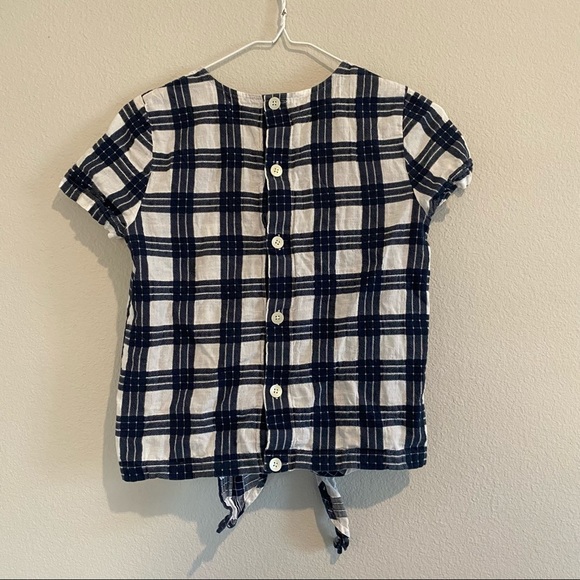 Madewell Plaid Buttonback Tie Tee sz XXS - Picture 8 of 9